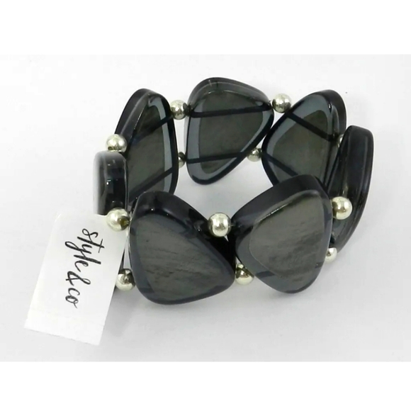 Style & Co. Jewelry - 💎 2/$15 STYLE & CO Bead & Resin Chunky Stretch Bracelet (Grey)